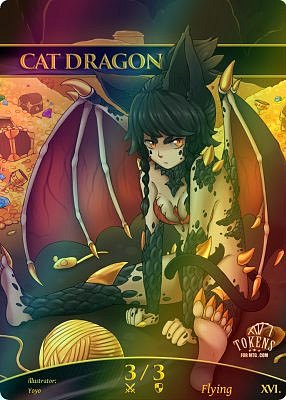 Cat Dragon MTG token 3/3