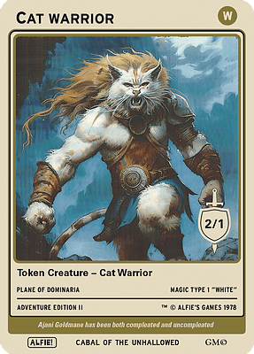 Cat Warrior MTG token 2/1
