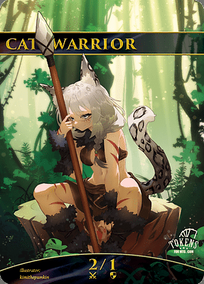 Cat Warrior MTG token 2/1